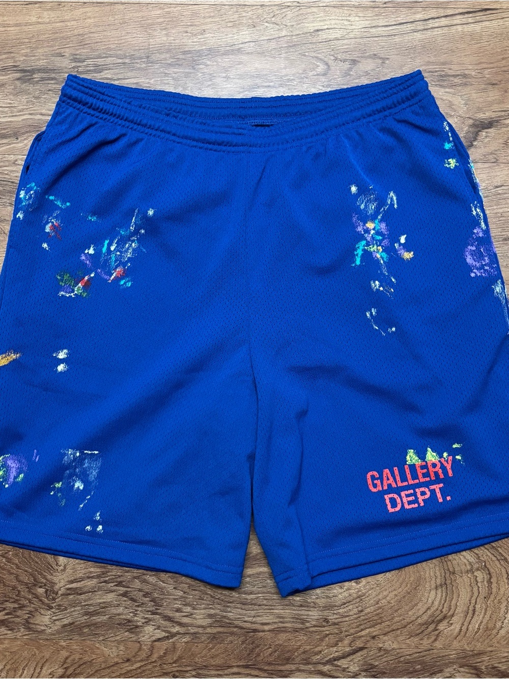 GALLERY DEPT. Blue Studio Gym Shorts Men’s Size XL Hand Painted Japanese Mesh
